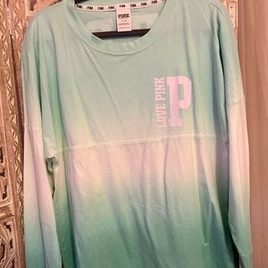 PINK Victoria’s Secret Light Green Ombré Long Sleeve Tee